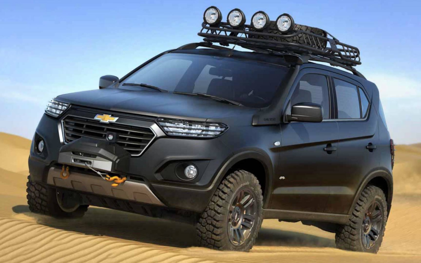 Внедорожник Chevrolet Niva 2017 года на песке 