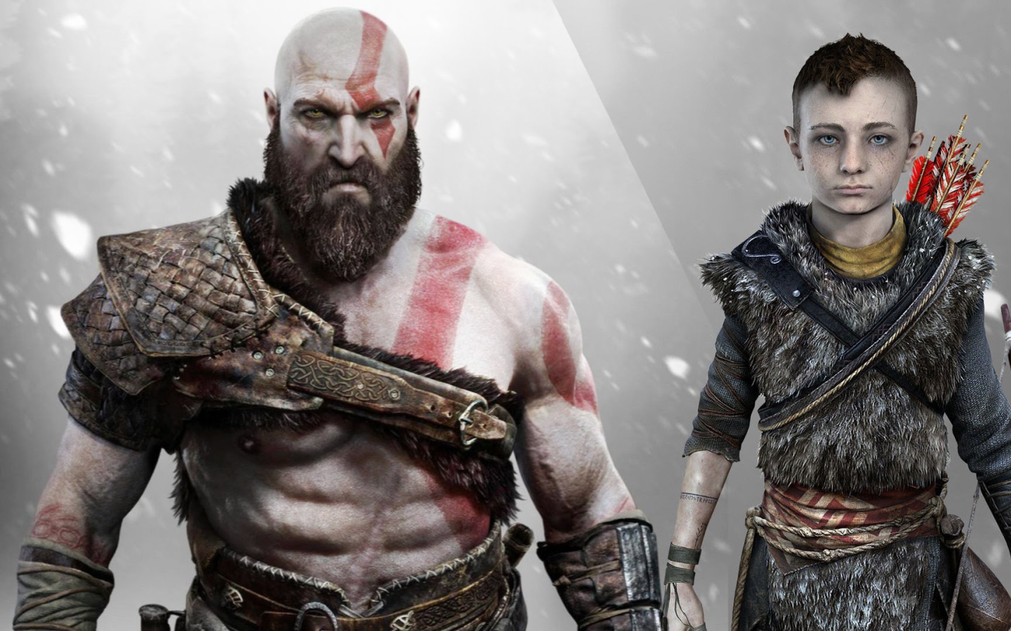 Кратос с сыном персонажи игры God of War