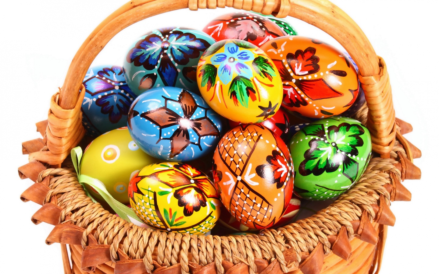 Basket of painted Easter eggs