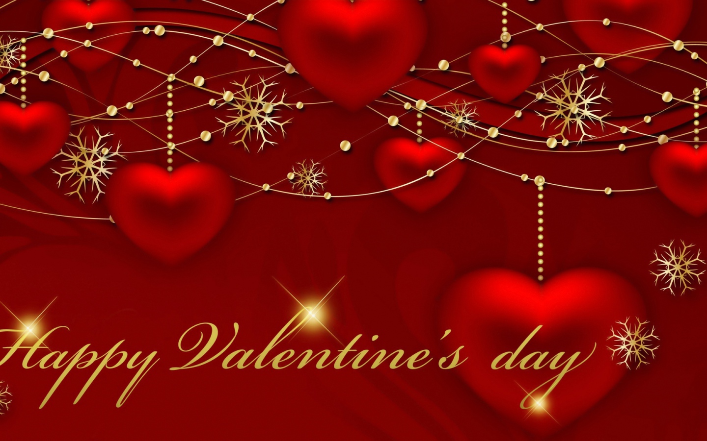 Открытка с красными сердечками на День Влюбленных 