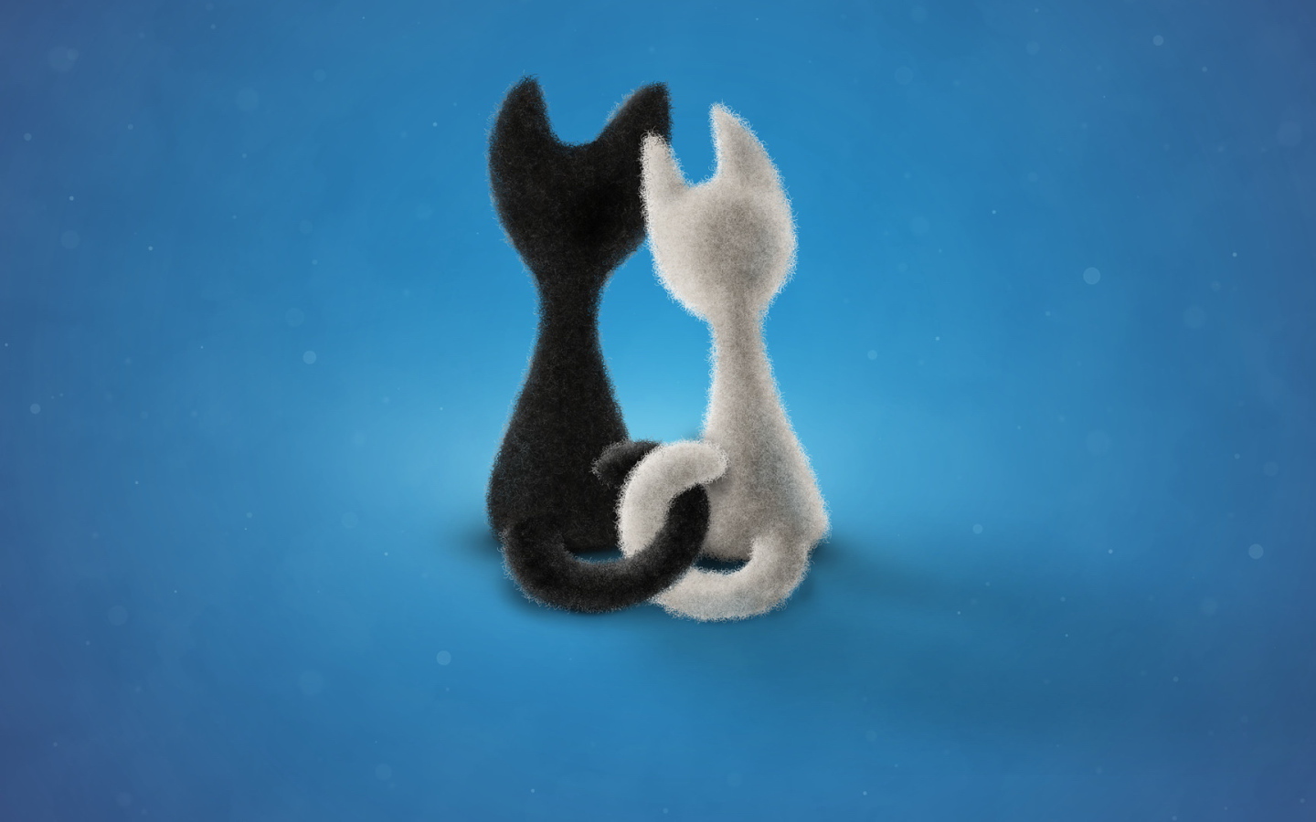 Влюбленные коты на синем фоне 