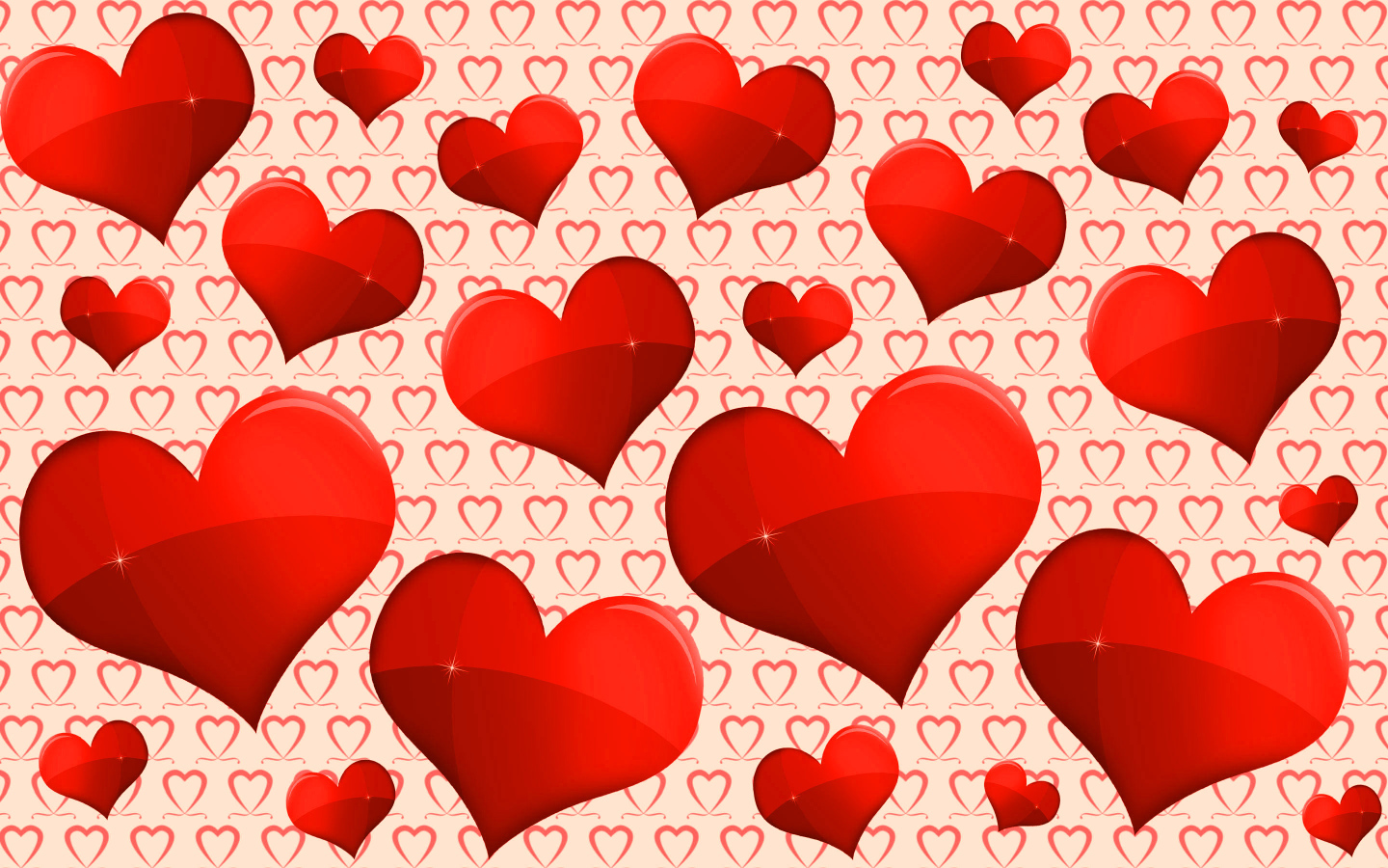 Много красных сердечек 