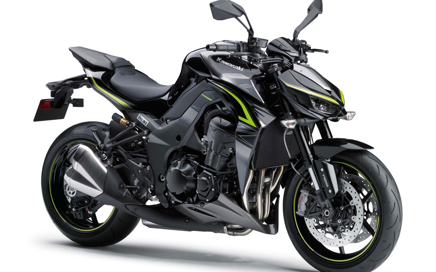 Стильный  черный мотоцикл Kawasaki Z1000R, 2017