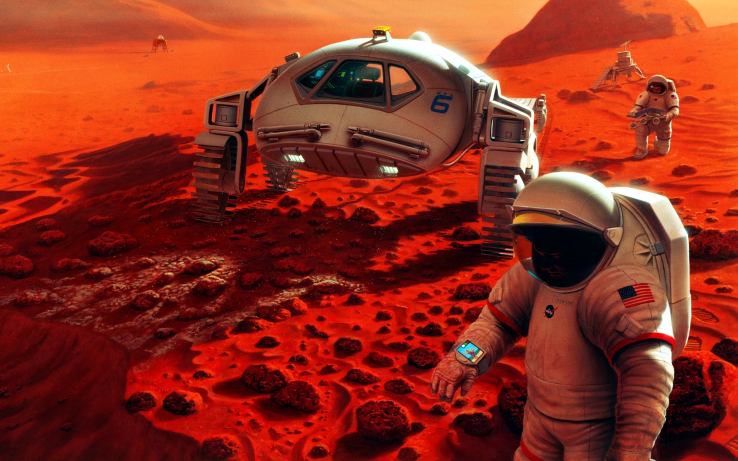 Американские космонавты на поверхности Марса 