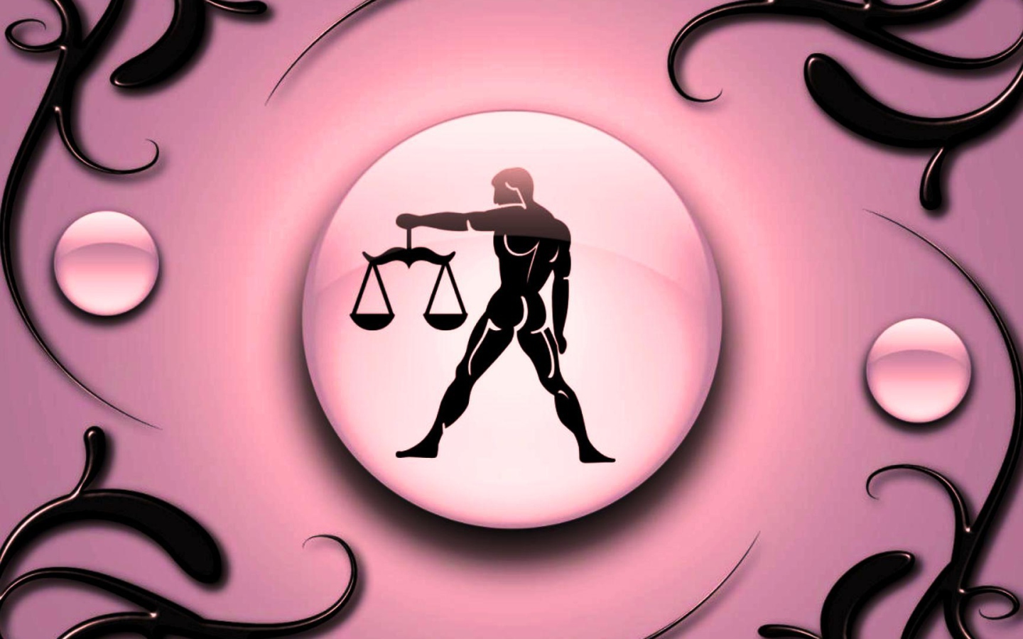 Libra on a pink background with black ornament
