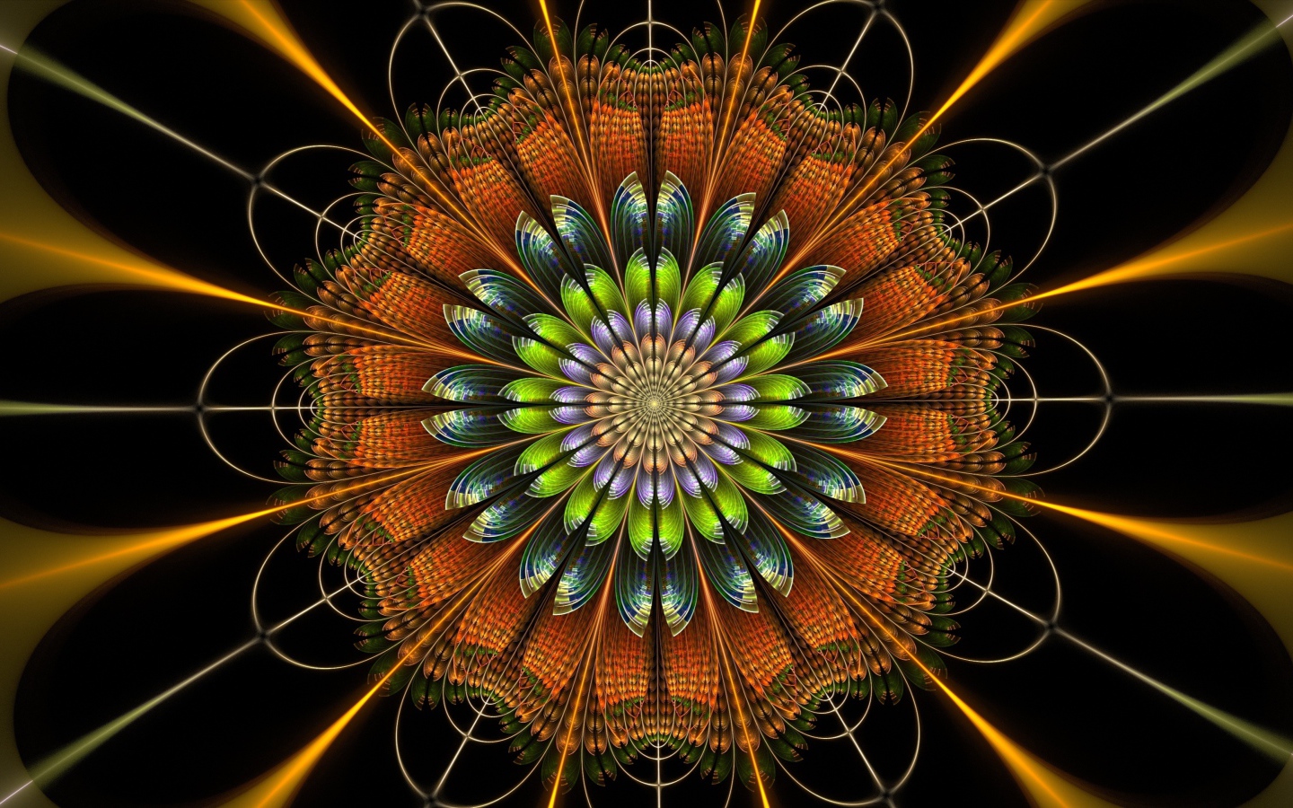 Красивый разноцветный абстрактный цветок, 3д графика