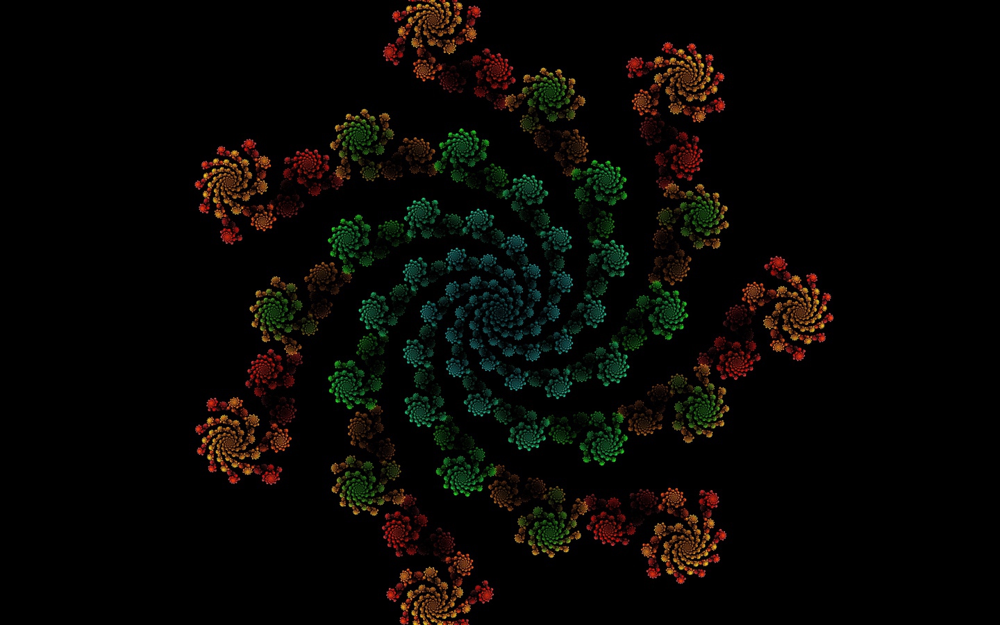 Узорный фрактальный рисунок на черном фоне