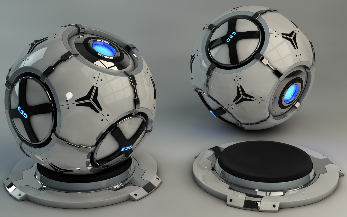 Две сфера на сером фоне, 3д графика