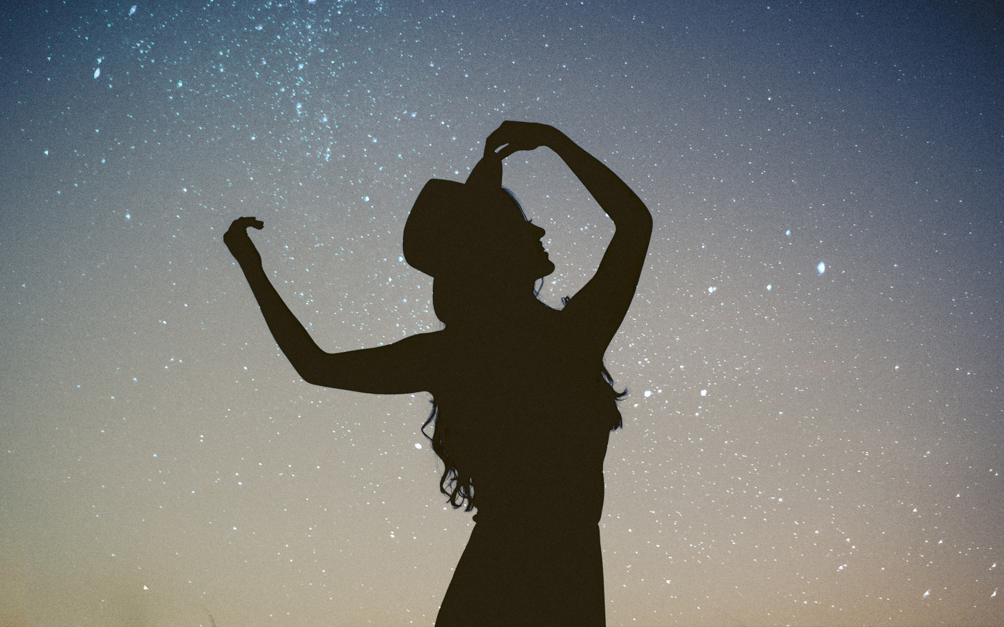 Силуэт девушки в шляпе на фоне неба