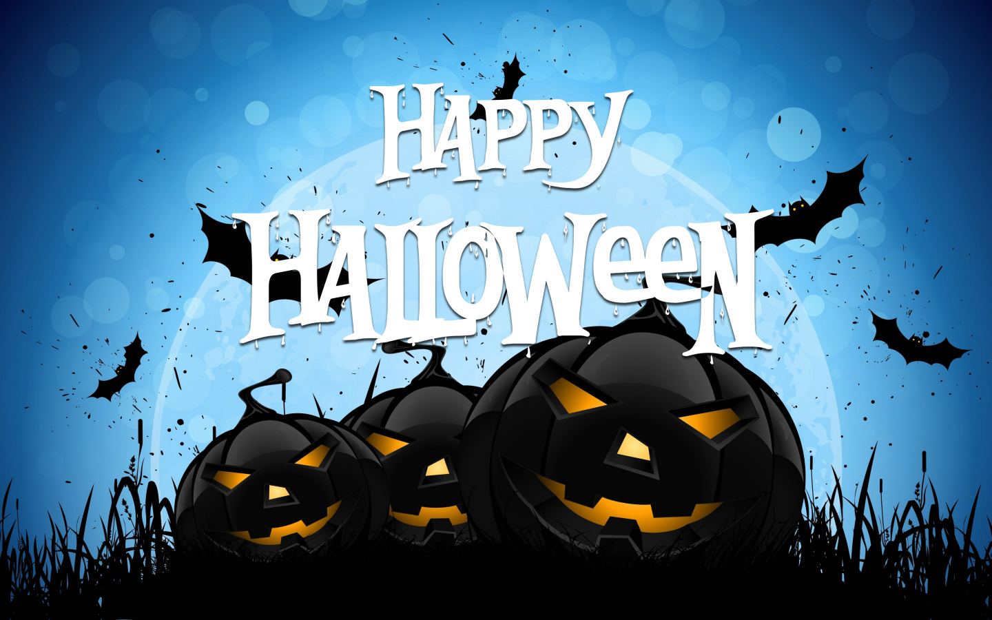Черные тыквы на голубом фоне, Счастливого Хэллоуина