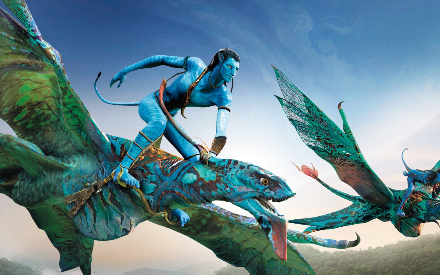 Персонажи Нейтири и Джейк Салли в фильме Аватар