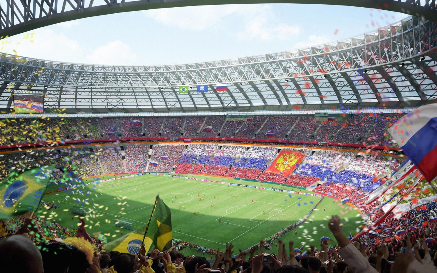Болельщики на стадионе Чемпионата мира по футболу в России 2018