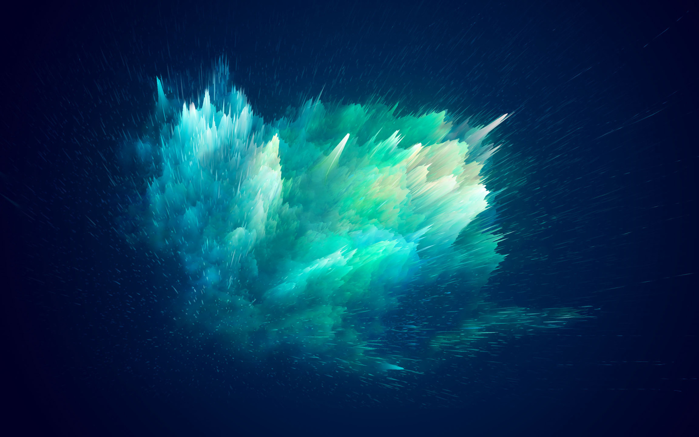 Взрыв разноцветного дыма на синем фоне, 3д графика