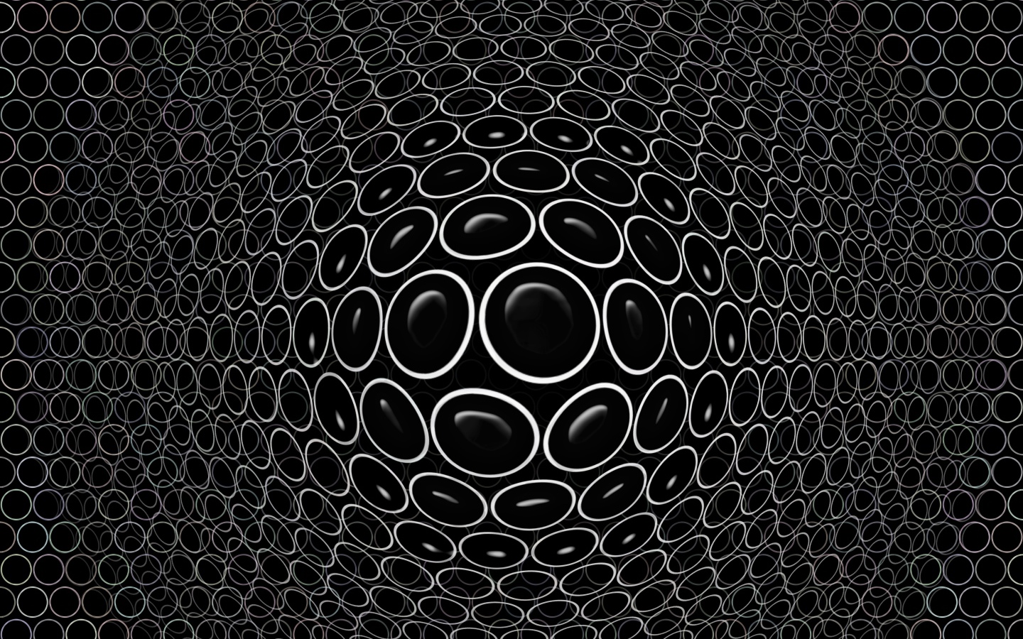 Белые круги на черном фоне 3д графика