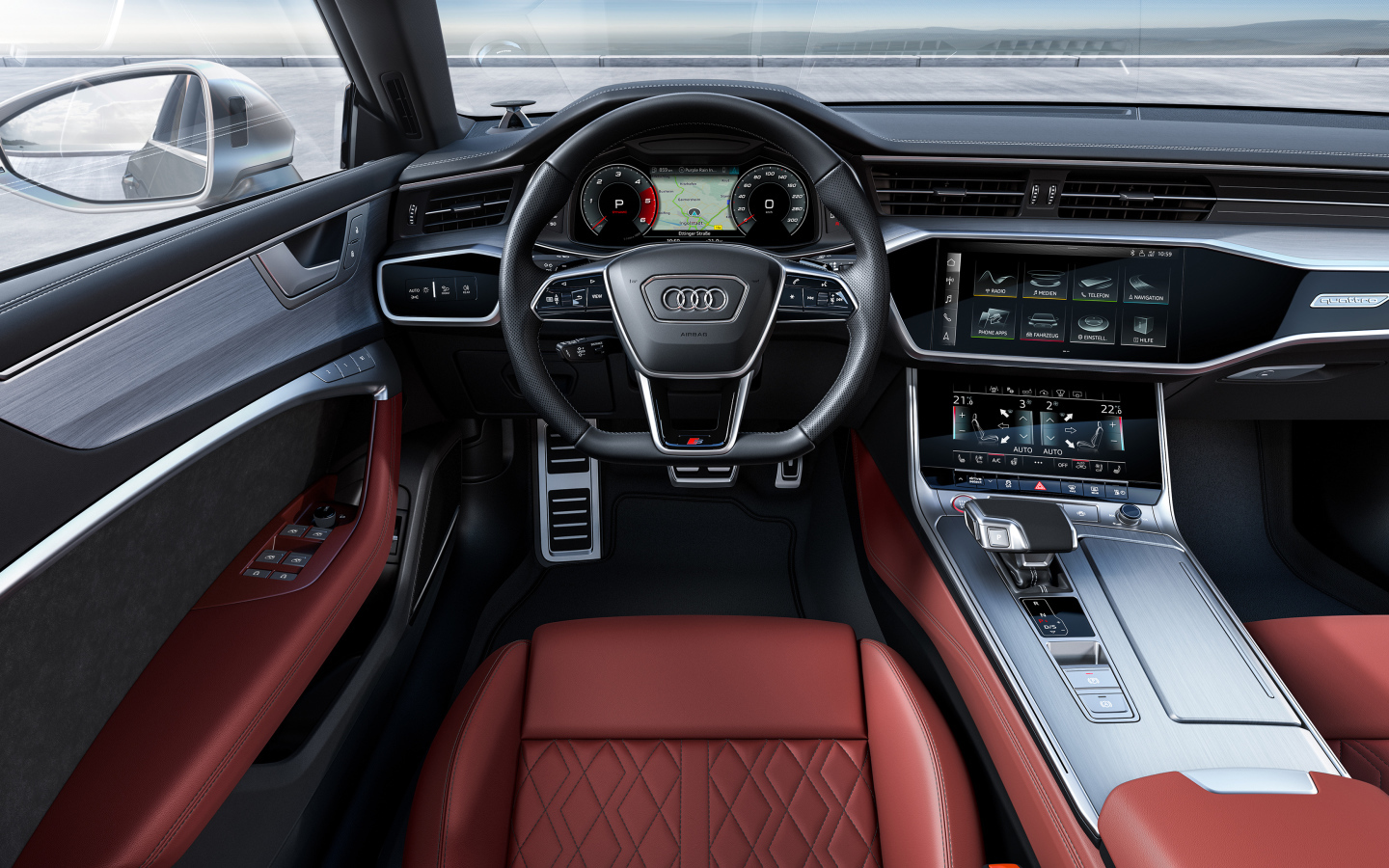 Дорогой кожаный салон автомобиля Audi S7 Sportback TDI 2019 года