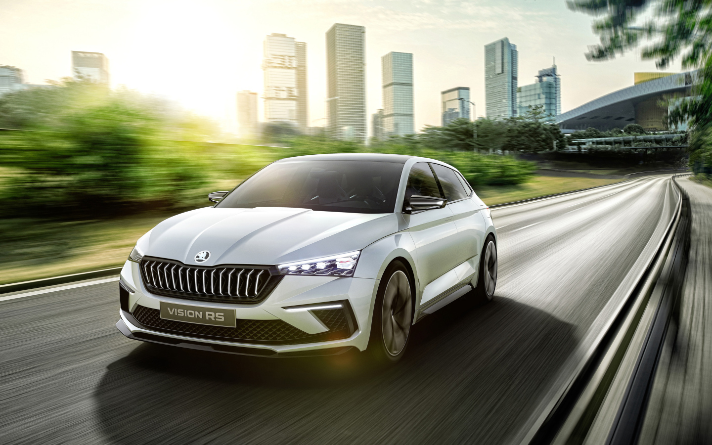 Автомобиль Skoda Vision RS 2018 года на трассе 