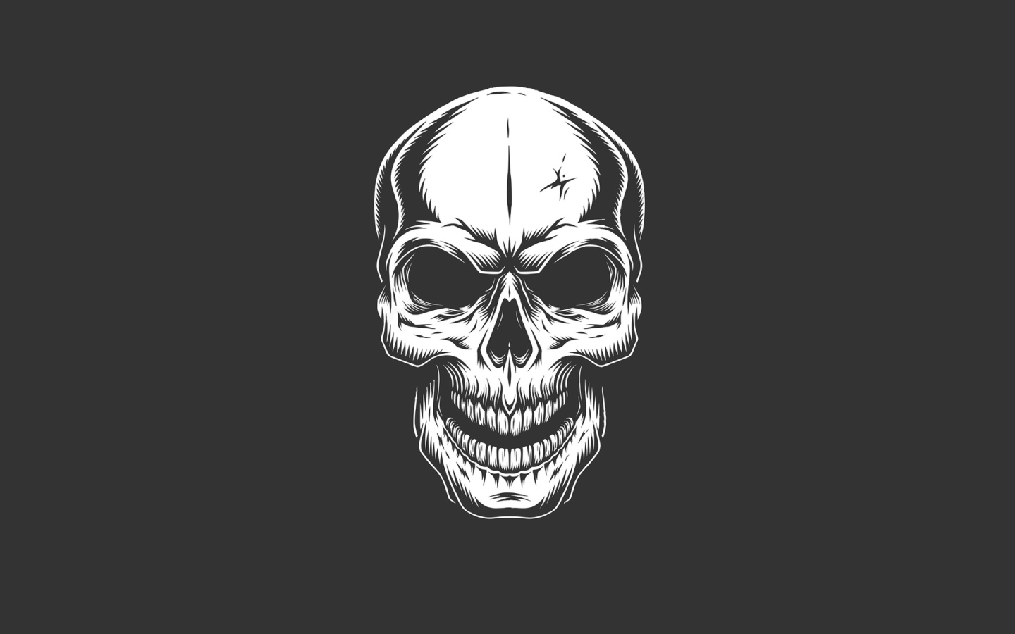 Белый нарисованный череп на сером фоне 