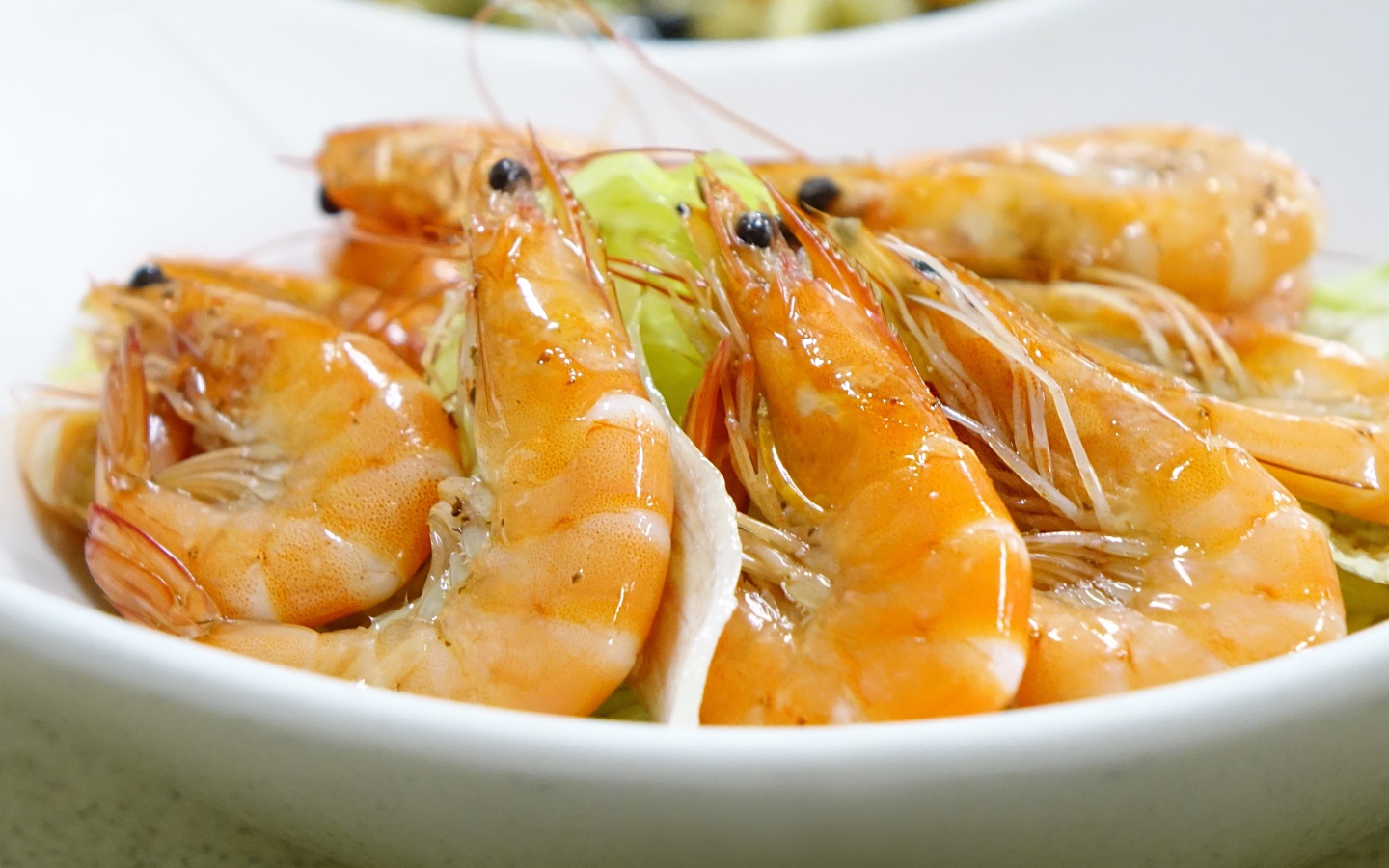 Boiled shrimps in a plate
