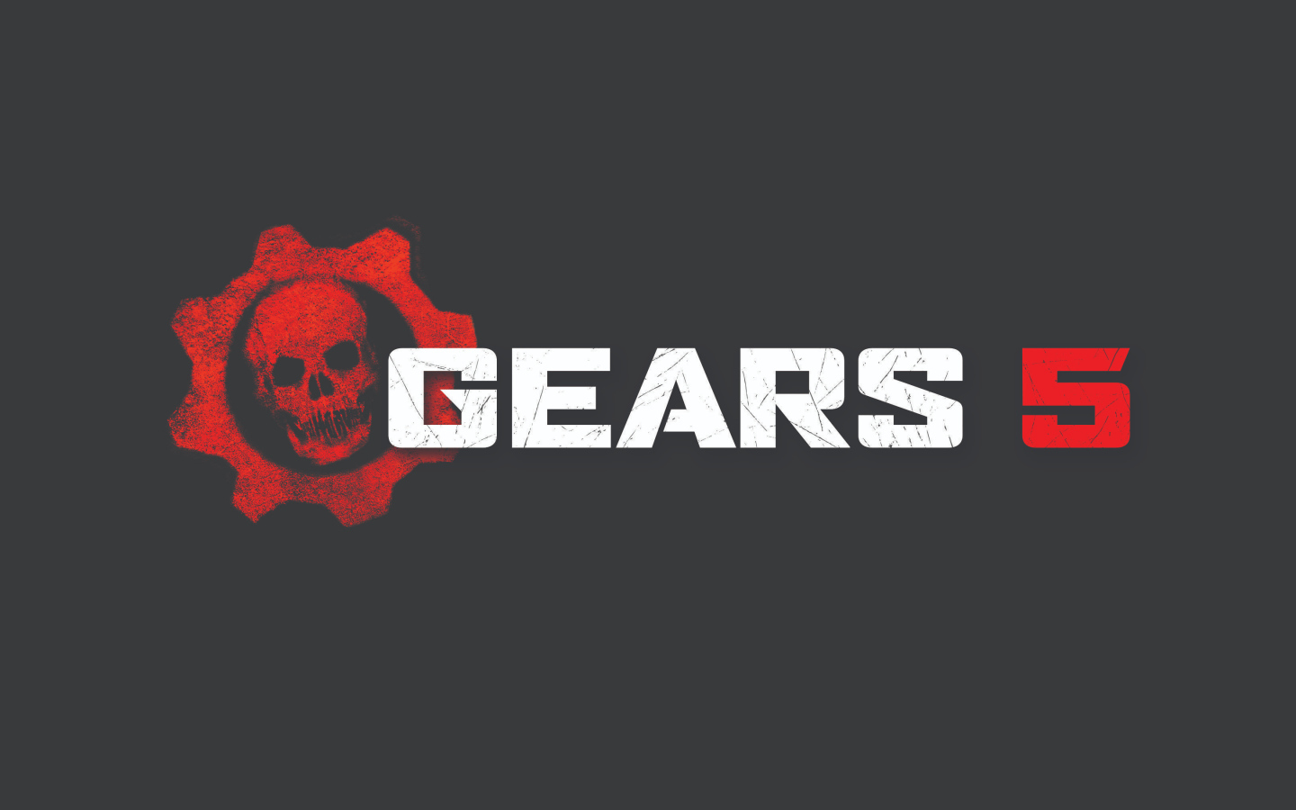Логотип видеоигры Gears 5 на сером фоне