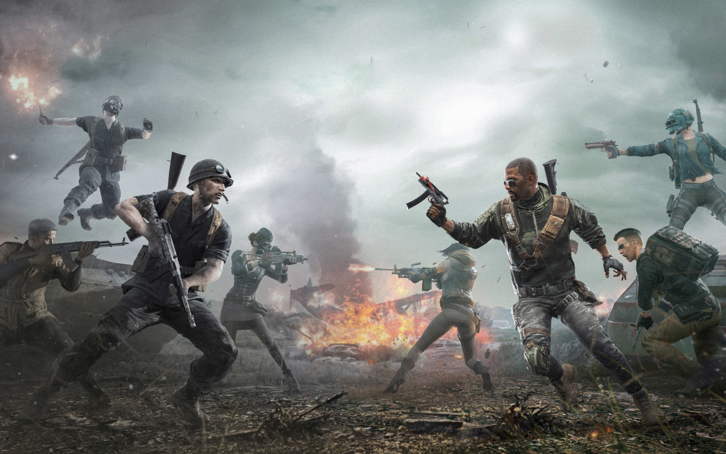 Солдаты сражаются с зомби в игре PUBG