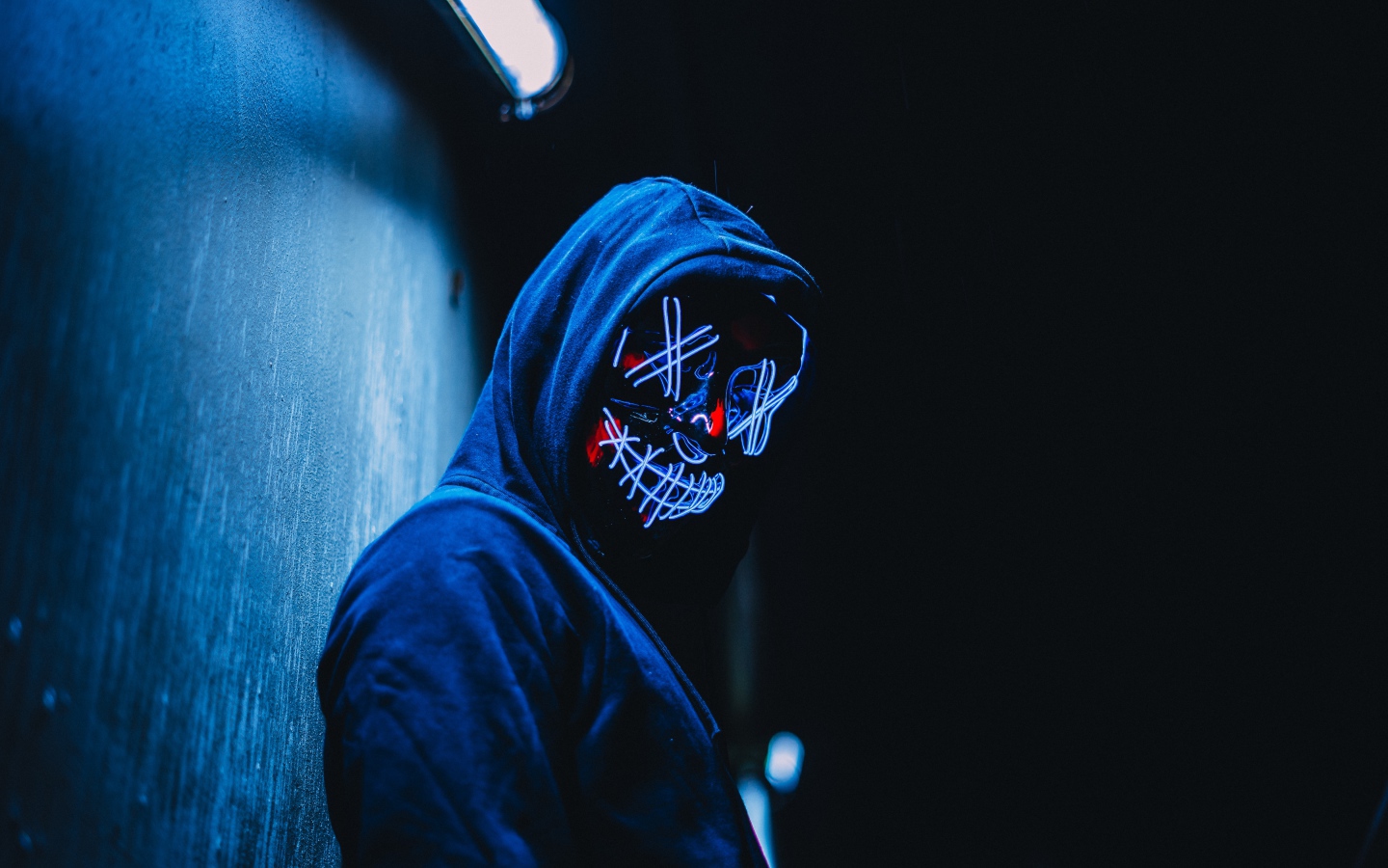 Guy in hoodie with facial mask
