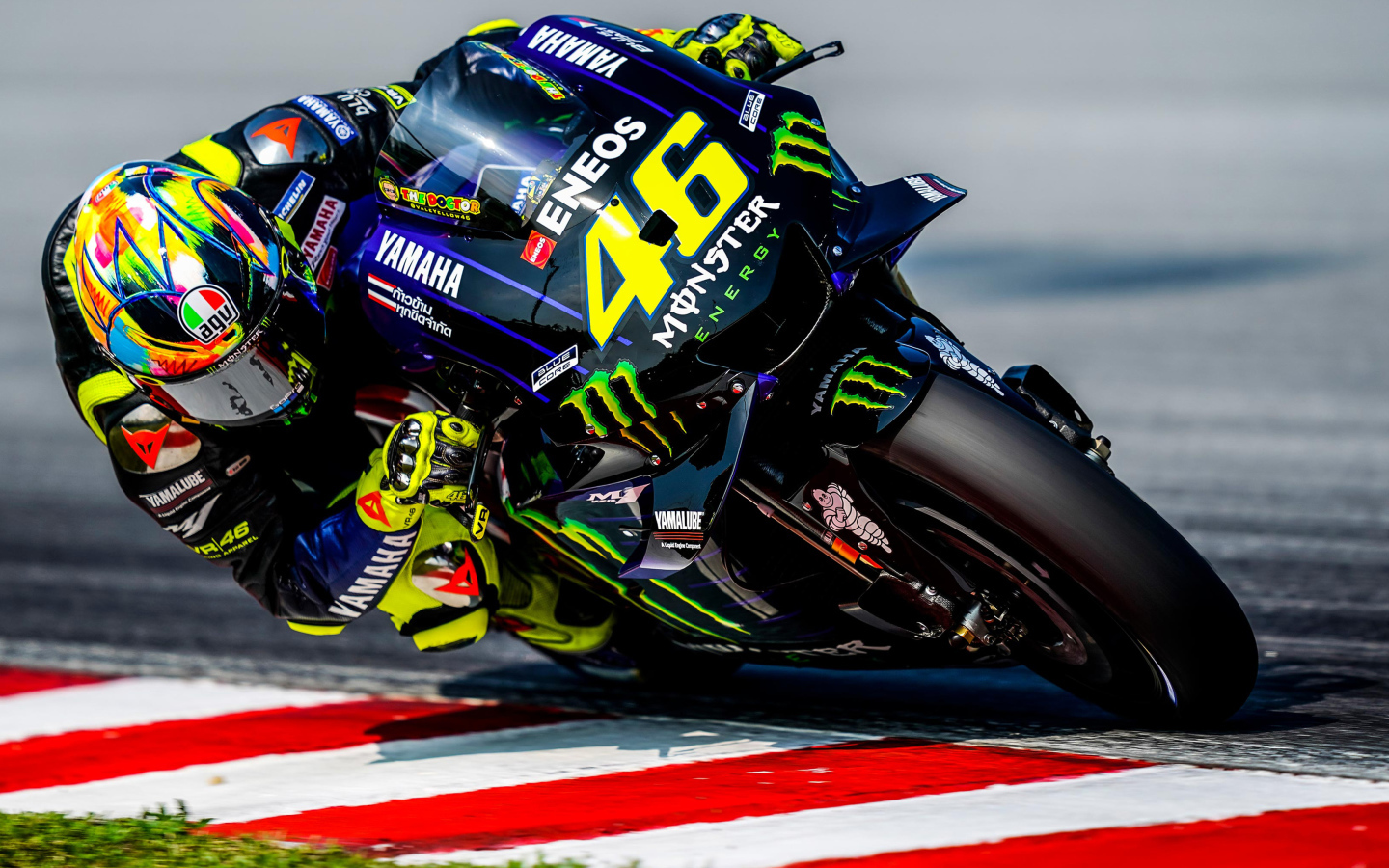 Italian motorcycle racer Valentino Rossi on a Yamaha Racing MotoGP 2019 motorcycle