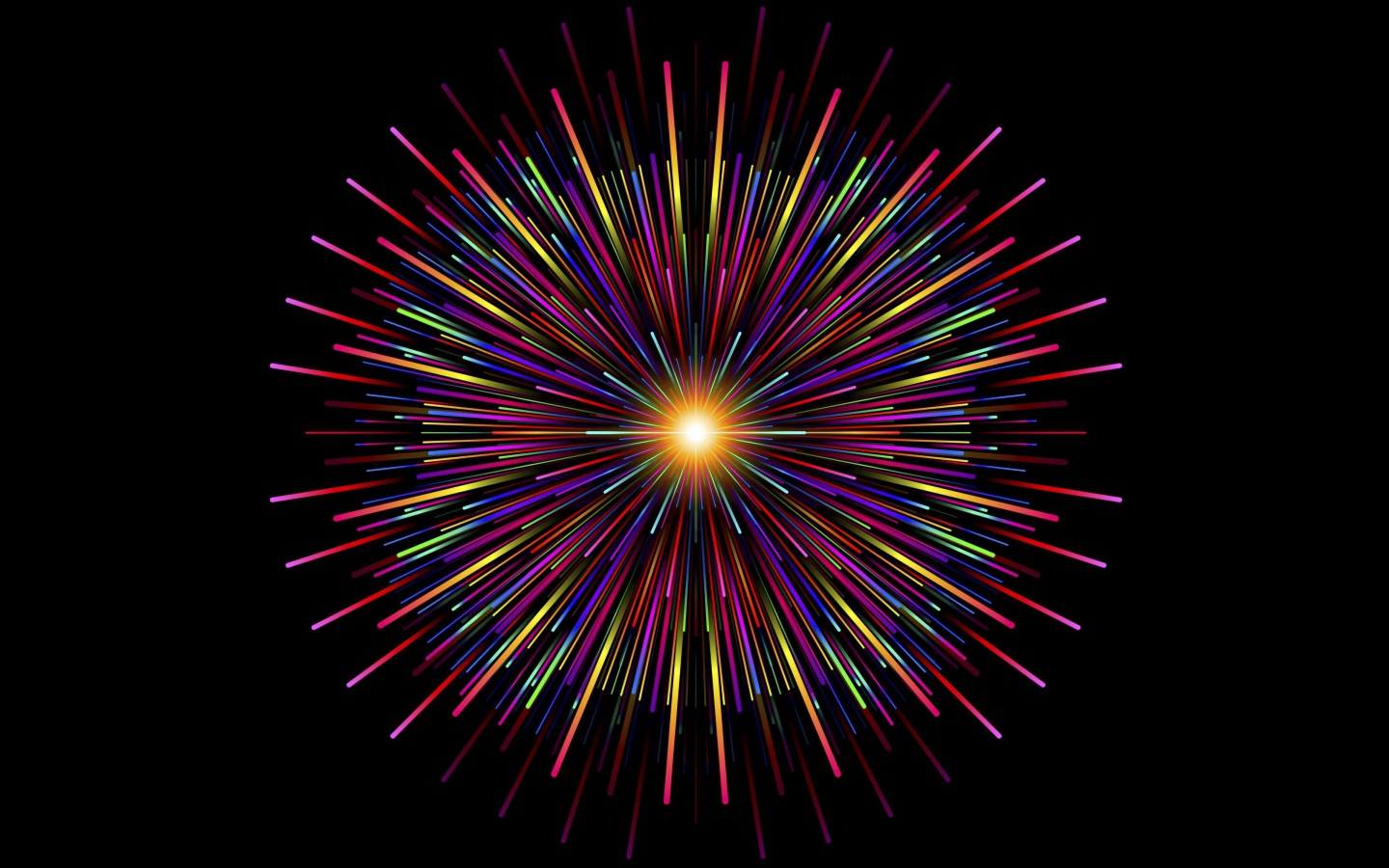 Разноцветный графический салют на черном фоне 