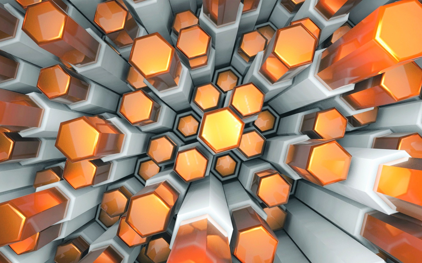 Оранжевые и серые шестигранники 3д 