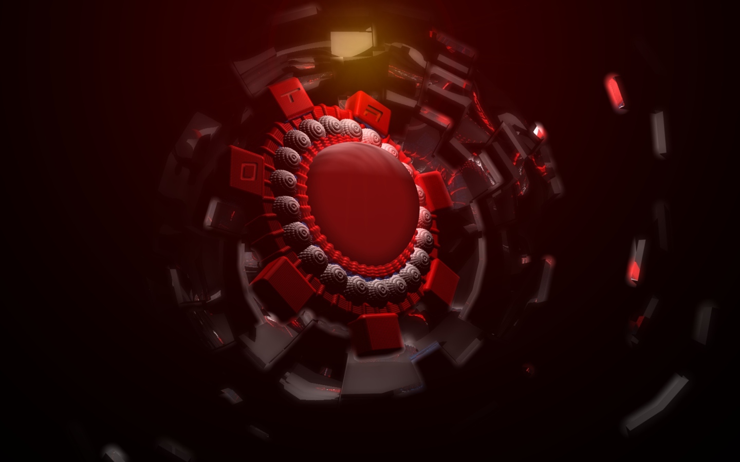 Красный шар в спиральной защите, 3д графика