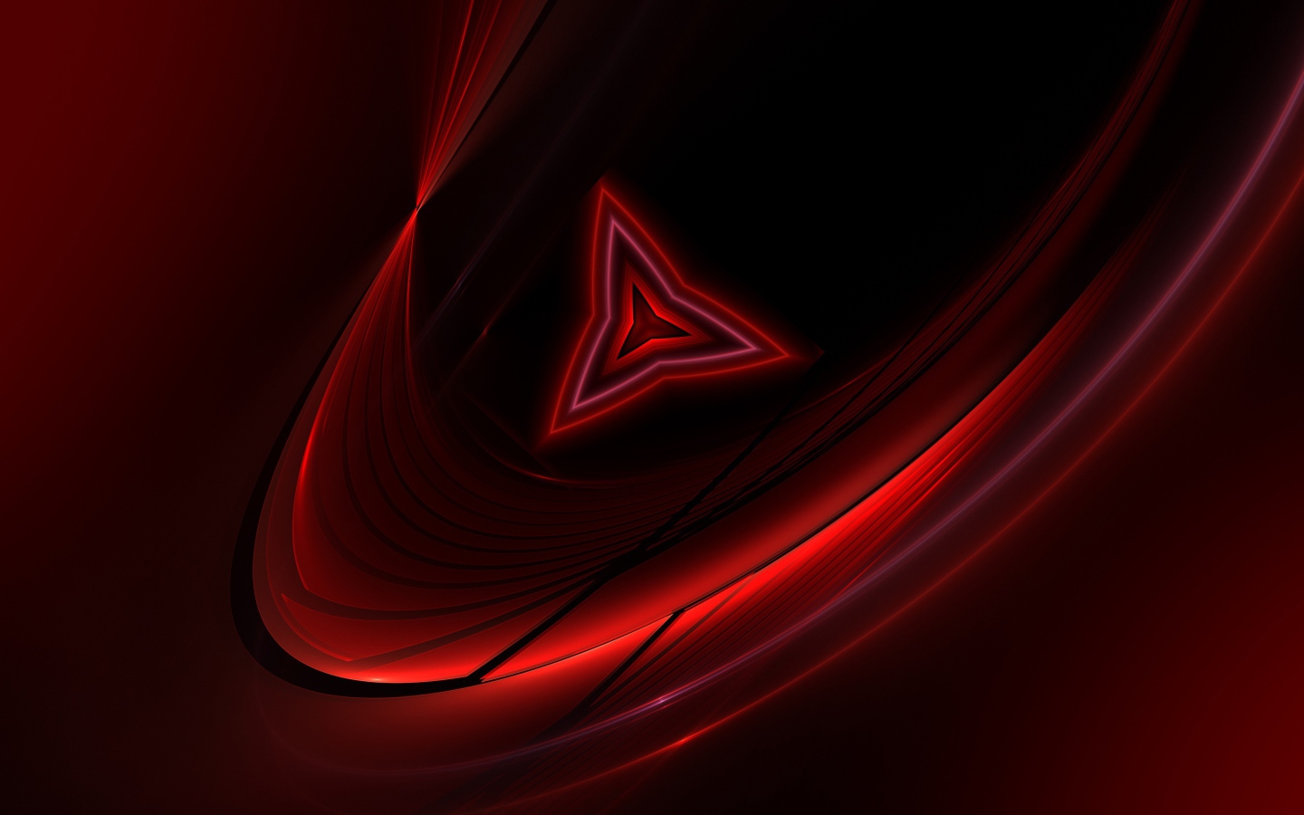 Трехгранный абстрактный  символ на красном фоне 
