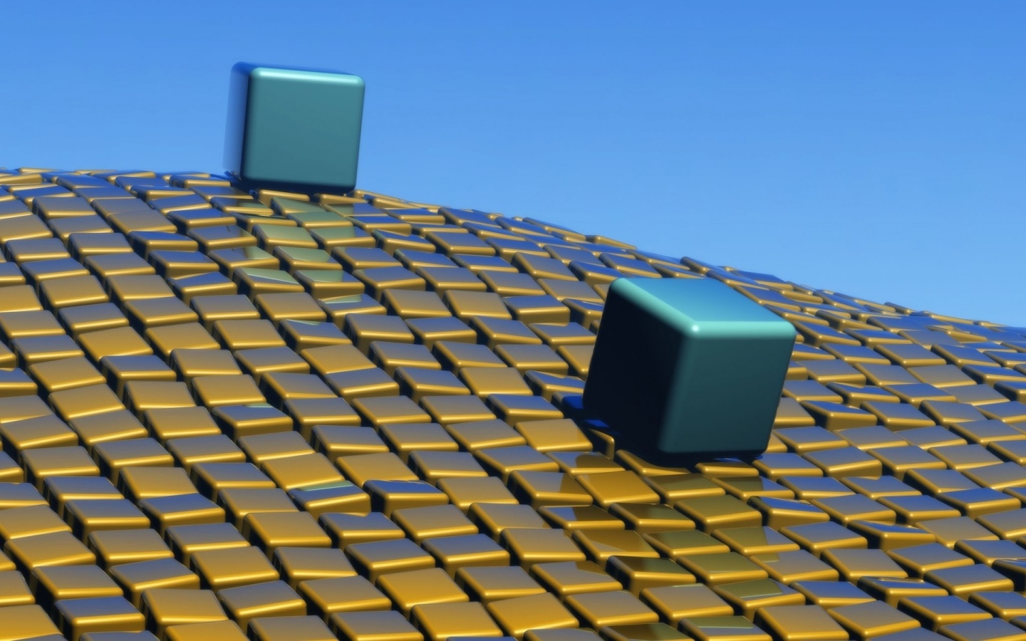 Two 3d cubes on an uneven geometric surface