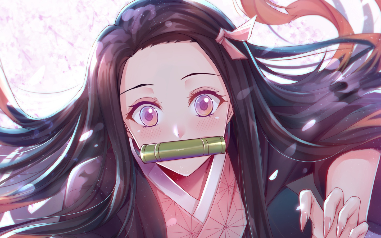 Anime girl with a harmonica in her mouth