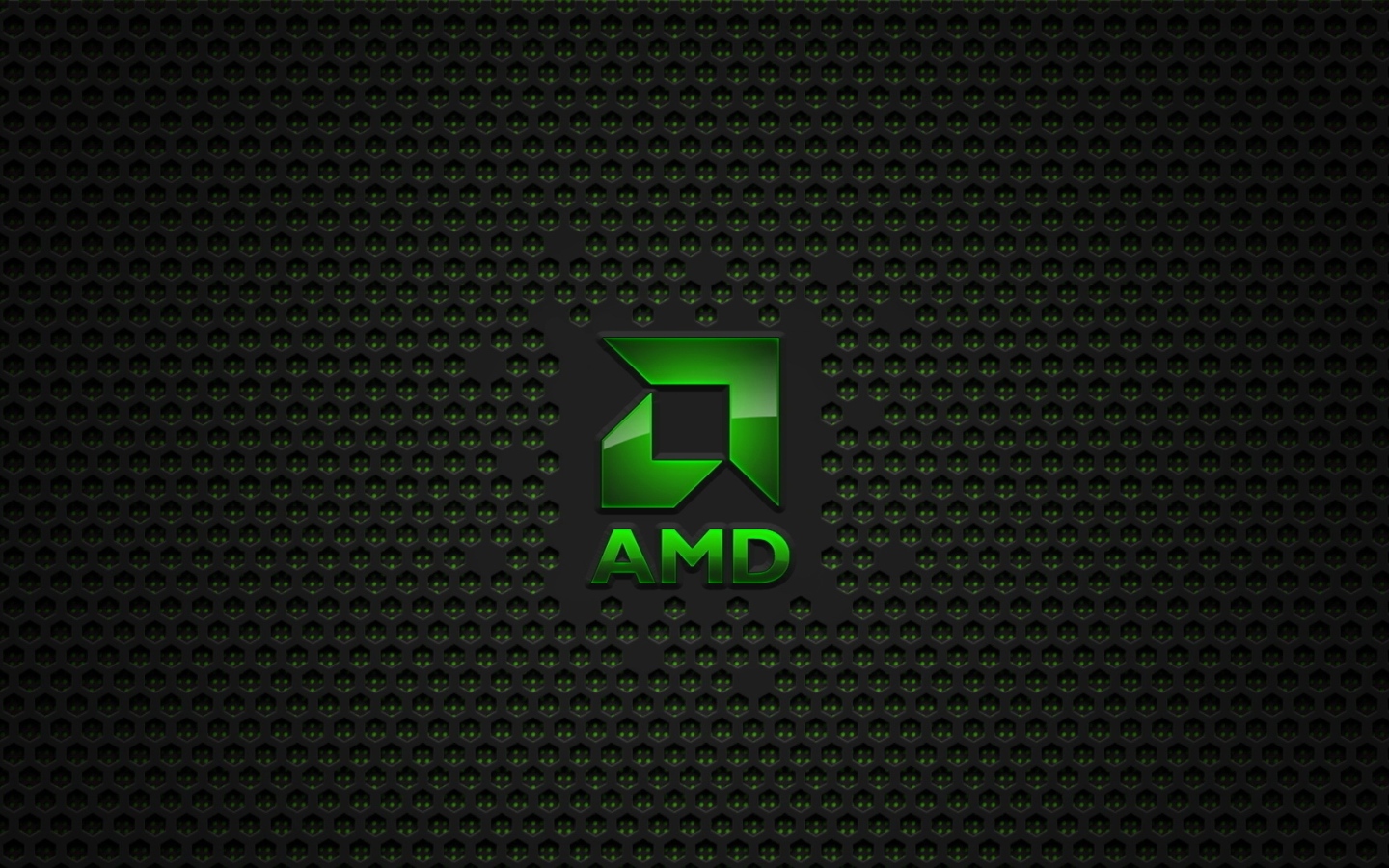 Зеленый значок AMD на сетчатом фоне