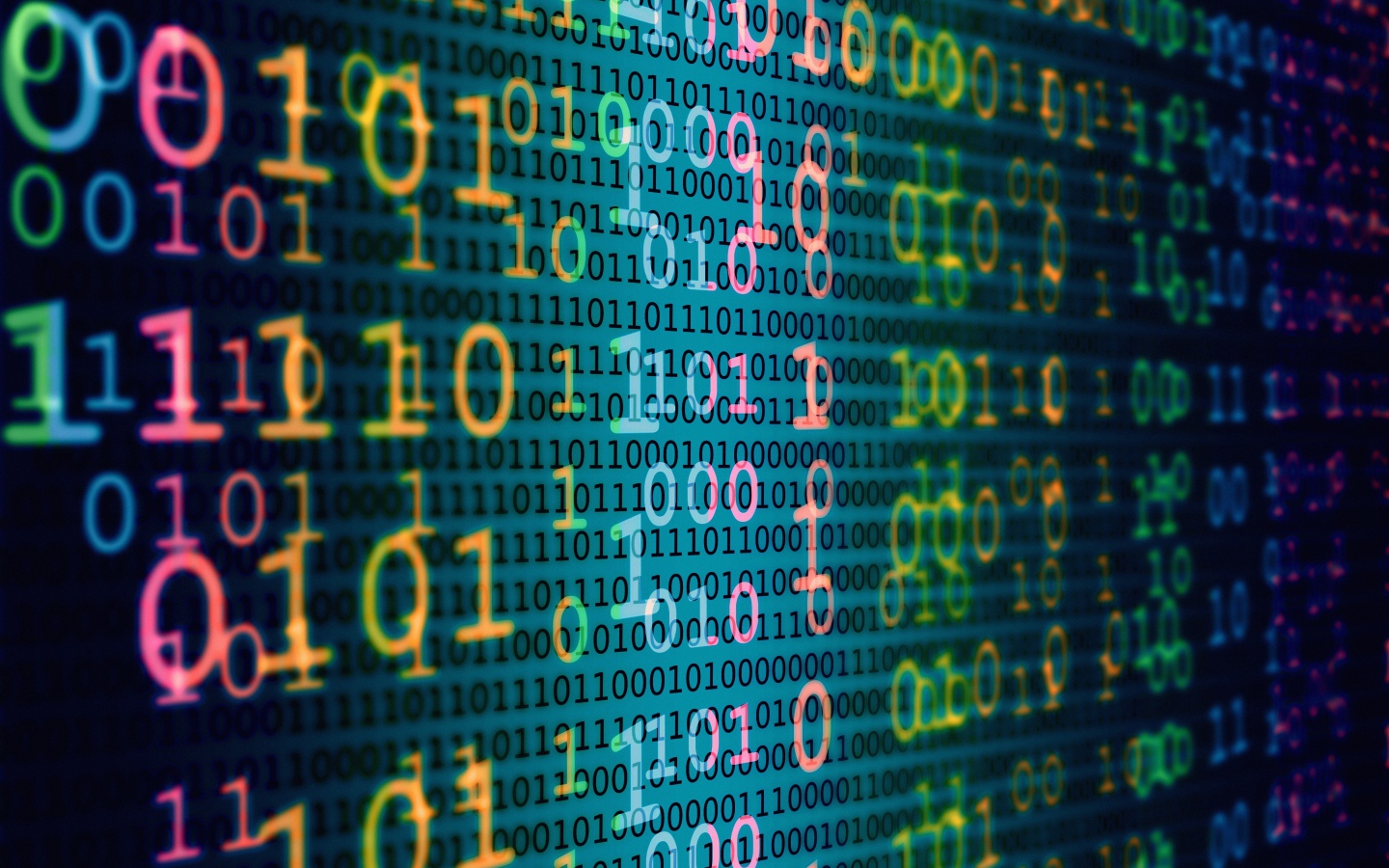 Много разноцветных цифр двоичный код