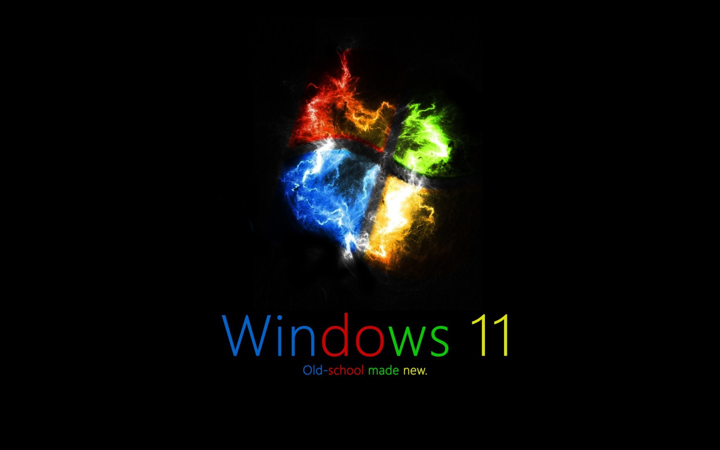 WINDOWS 11 operating system screensaver on a black background