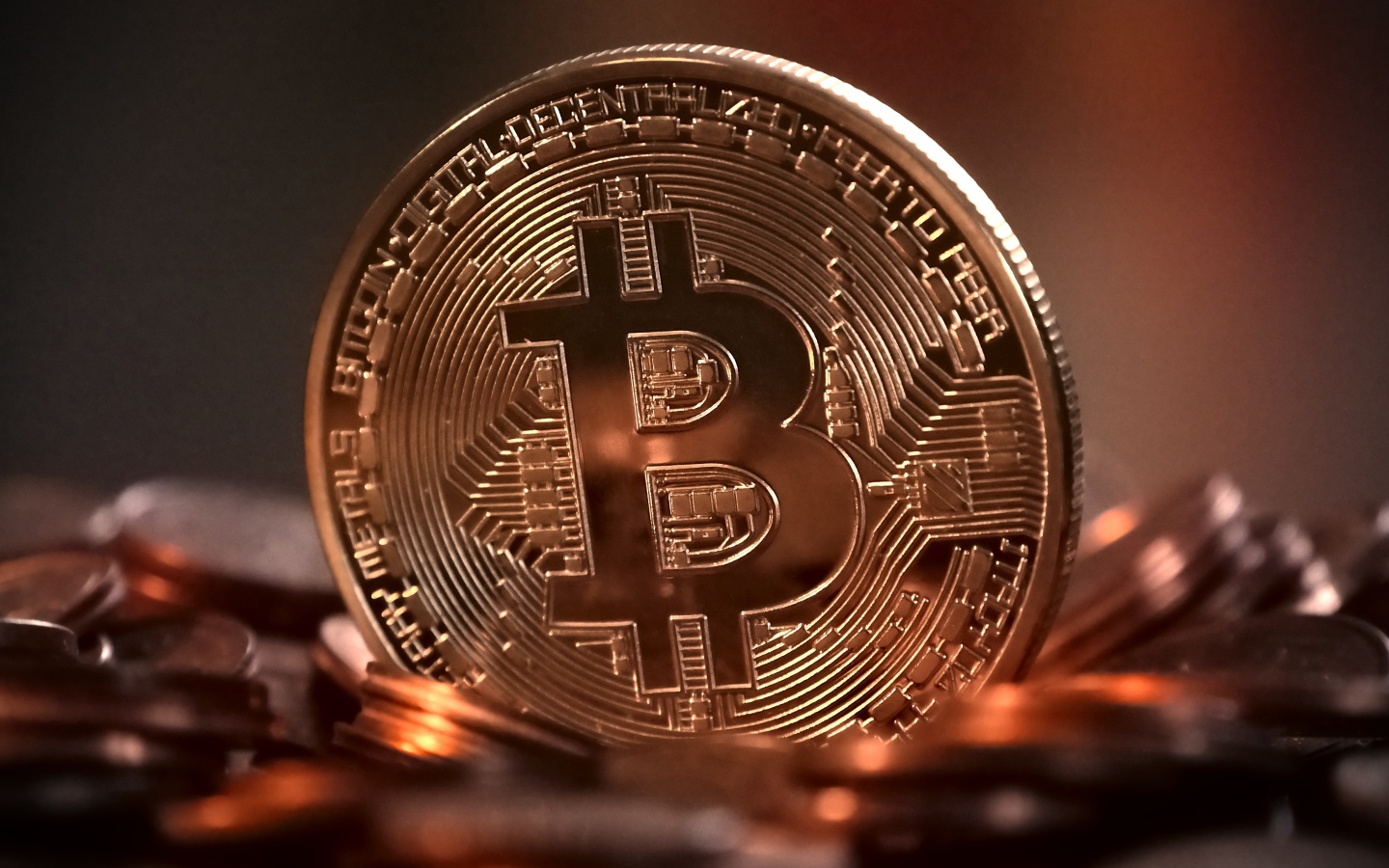Gold expensive bitcoin coin close up
