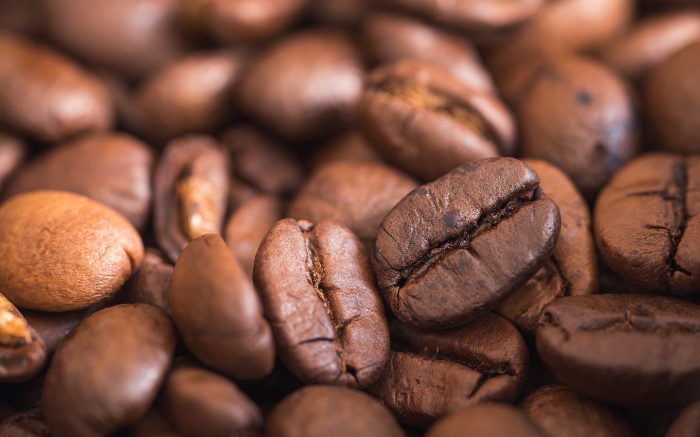 Крупные ароматные обжаренные кофейные зерна 