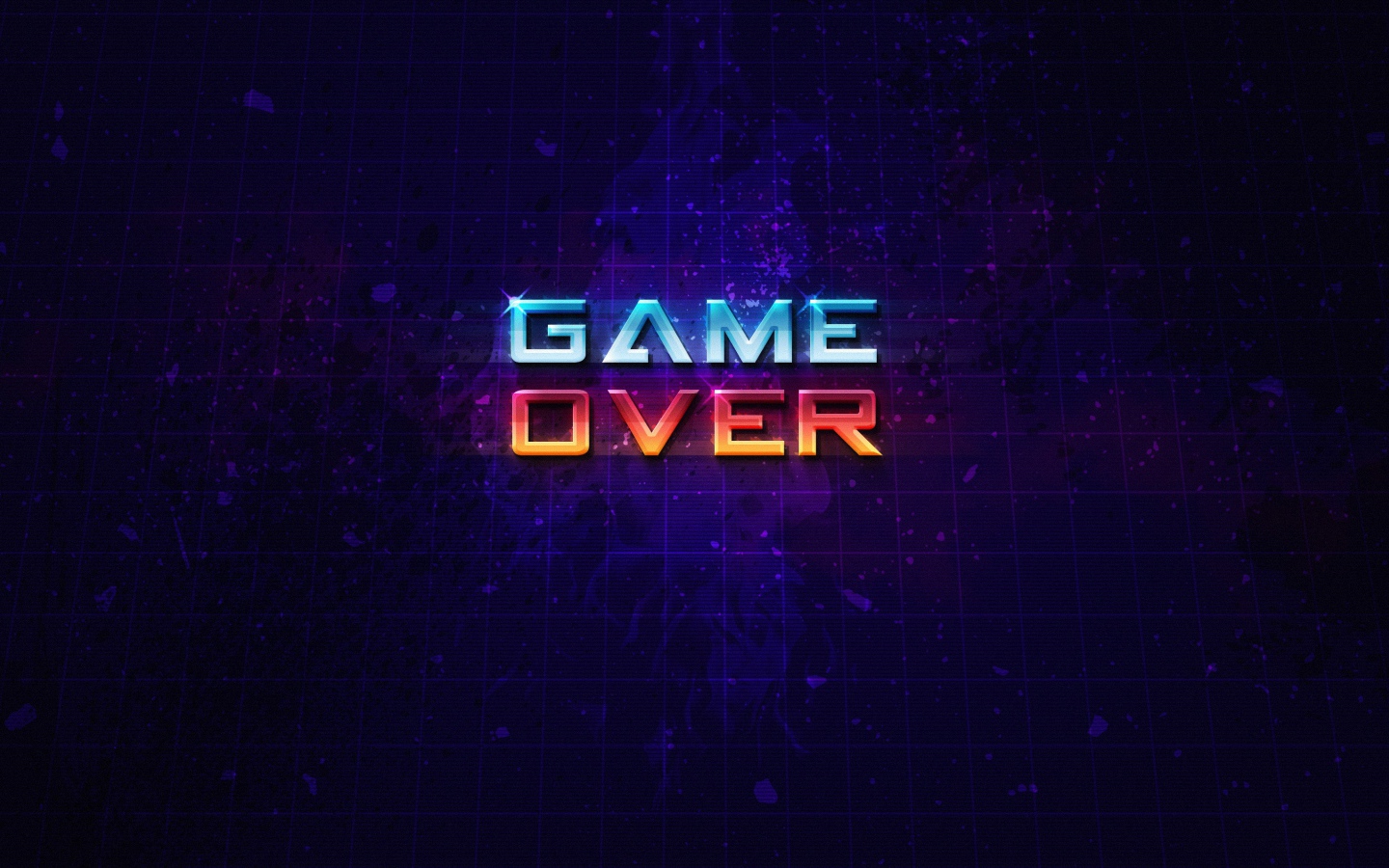 Neon inscription Game Over on a blue background