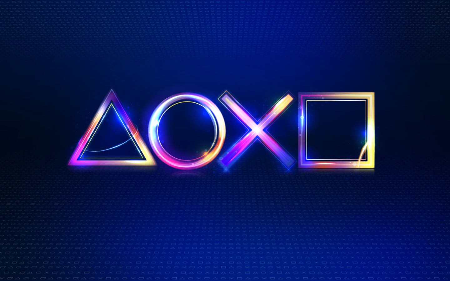 PlayStation neon signs on a blue background