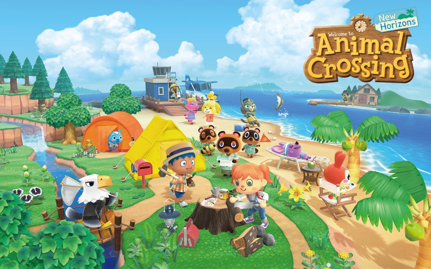 Постер новой компьютерной игры Animal Crossing: New Horizons, 2020