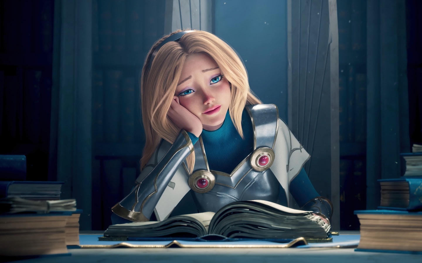 Грустная девушка воин с книгой 