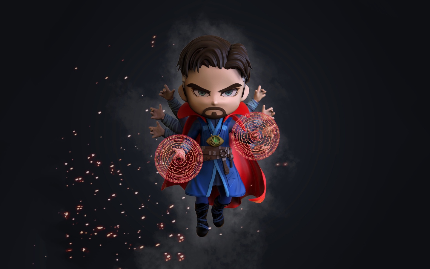 Персонаж Марвел Доктор Стрэндж на сером фоне