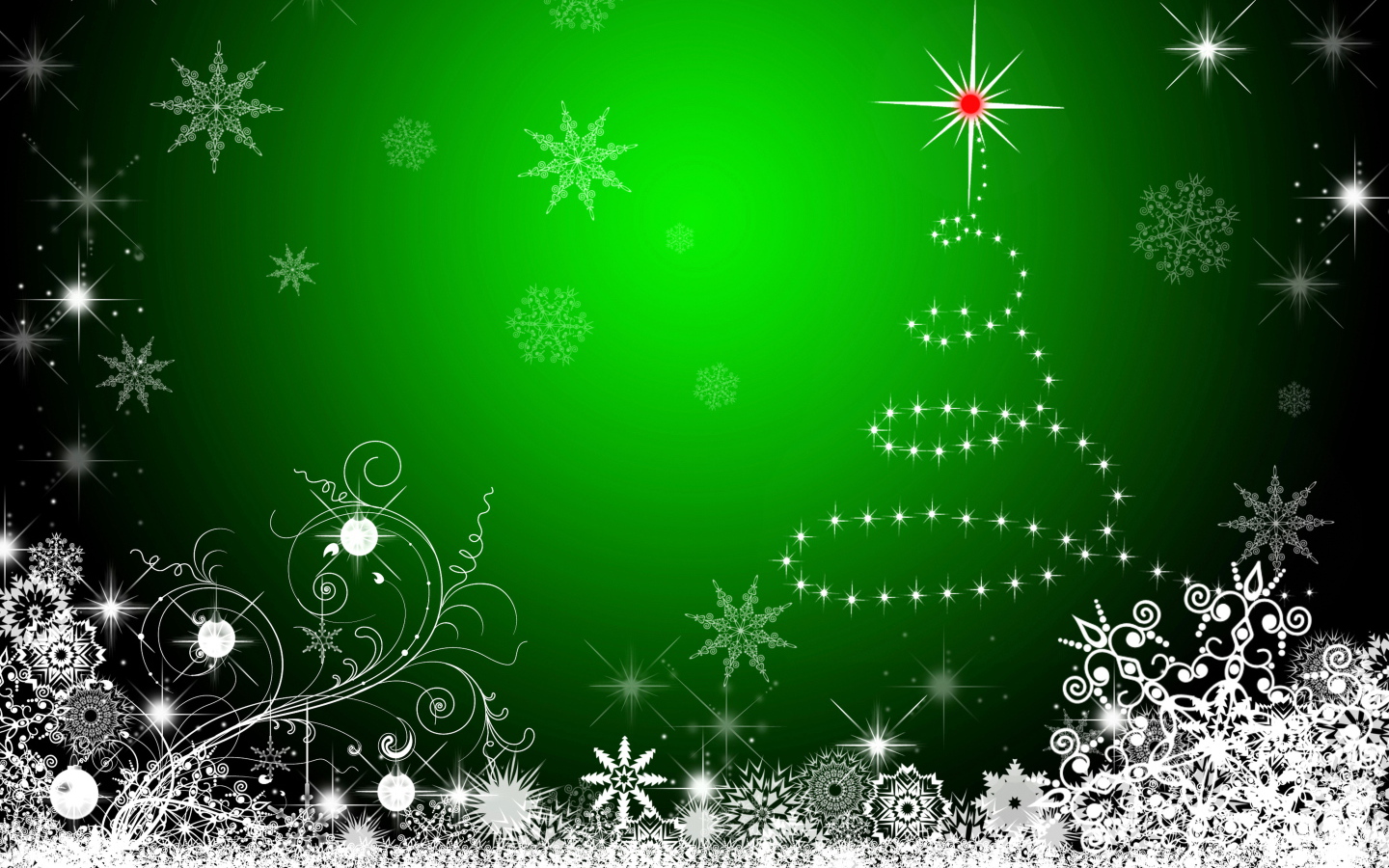 Красивый зеленый фон со снежинками на новый год 2021