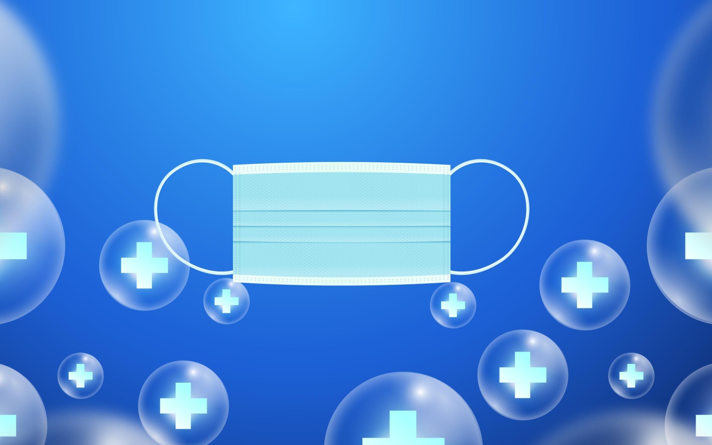 Медицинская маска от коронавируса на голубом фоне 