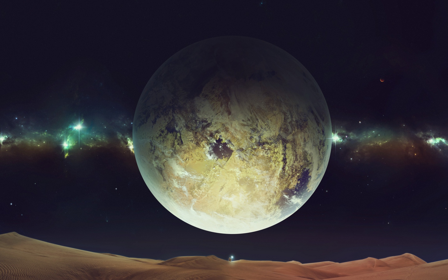 Большая холодная луна в космосе 