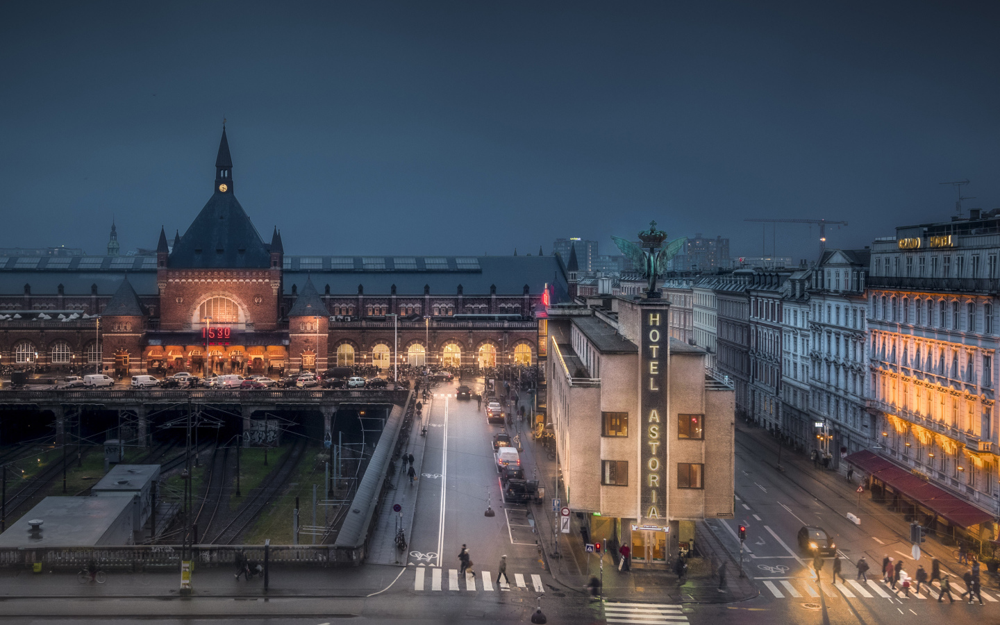 Вид на ночной Копенгаген, Дания