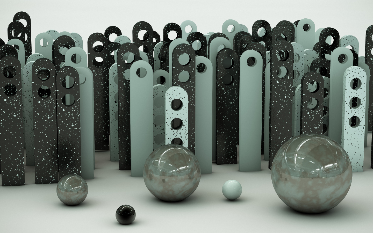 Шары 3д и железные планки 