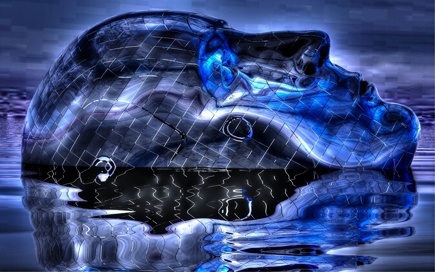 Синяя голова в воде 3д графика