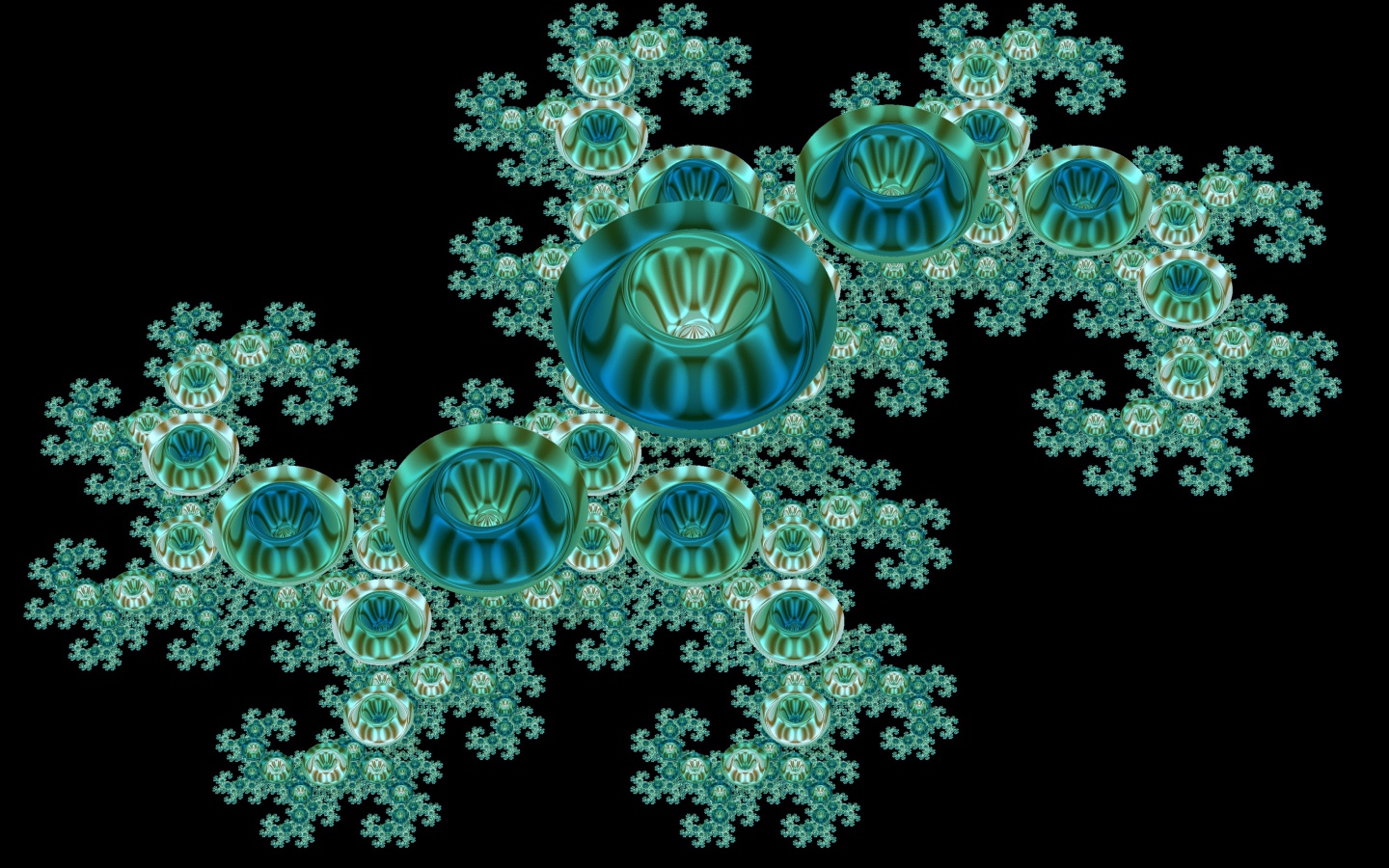 Blue unusual fractal pattern on black background