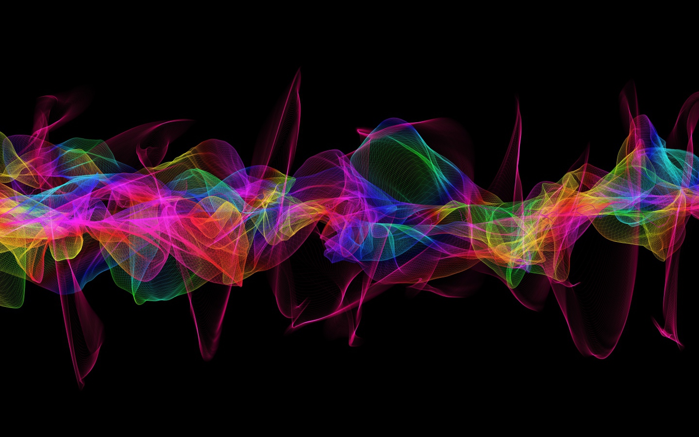 Красочные яркие абстрактные волны на черном фоне